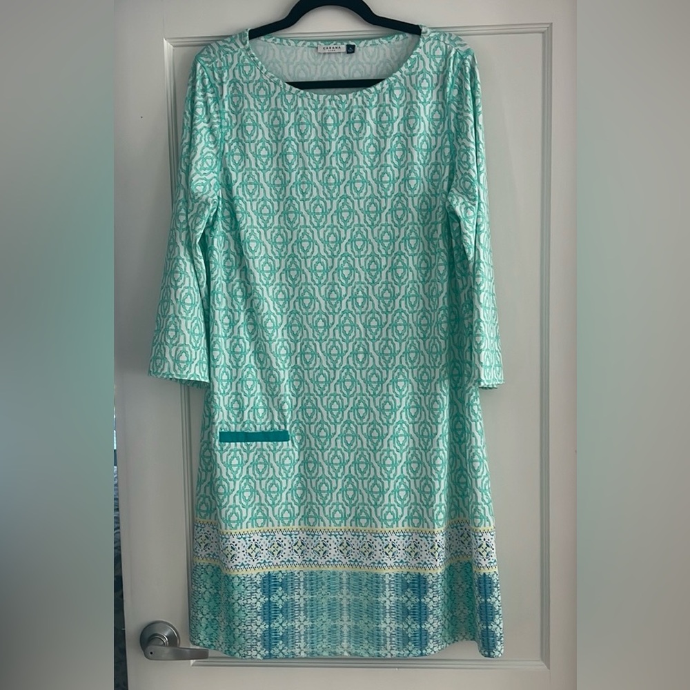 NWOT CABANA LIFE BLUE/GREEN SHIFT DRESS X-LARGE